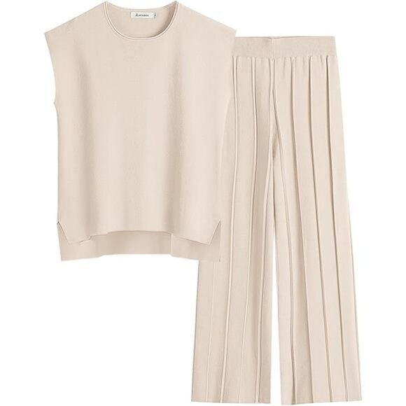 "Trendy Women’s 2-Piece Summer‎ Outfit: Sleeveless Knit Top & Lounge Pants" - Picture 7 of 7